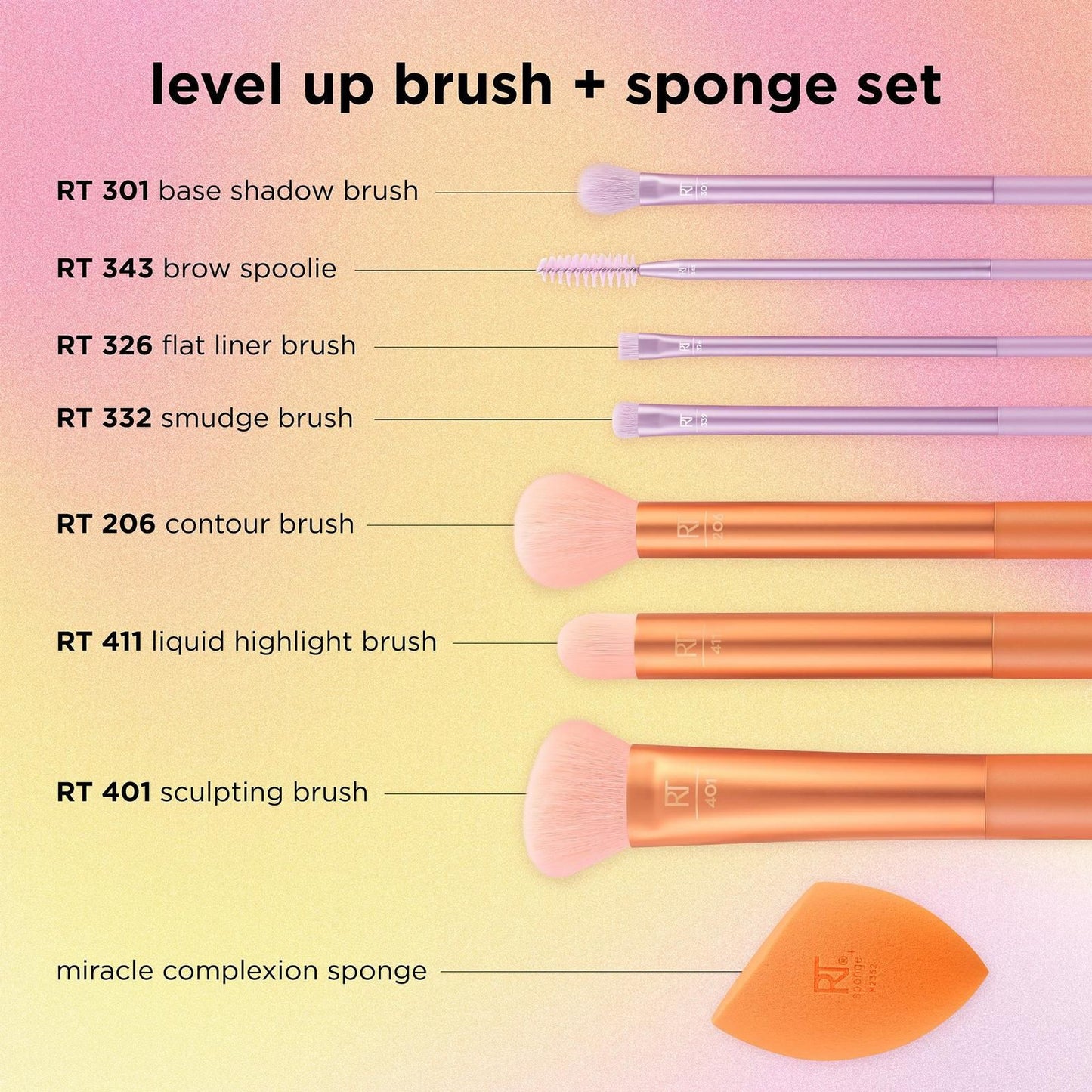 Real Techniques Level Up Makeup Brush + Blending Sponge Set