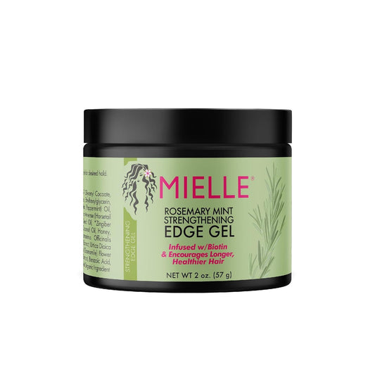 Mielle Organics Gel de borde fortalecedor de menta de romero, biotina y aceite esencial para el cabello