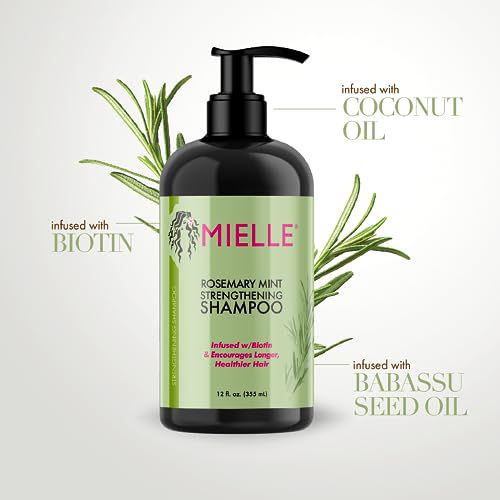 Shampoo Mielle - Para hacer crecer el cabello y detener la caída con menta y romero 355ml