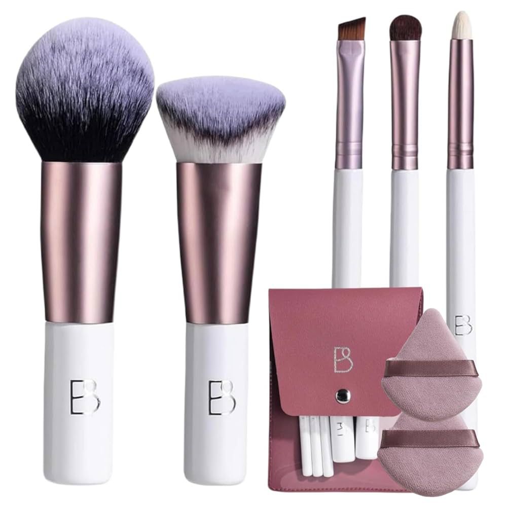 Bs Mall Travel Makeup Brushes Premium Syntethic -7 piezas blanco