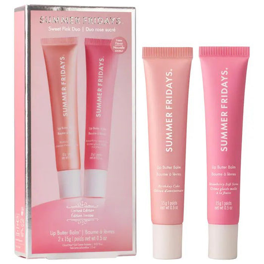 Summer Fridays  Sweet Pink Duo with Birthday Cake + Strawberry Soft Serve Lip Butter Balm