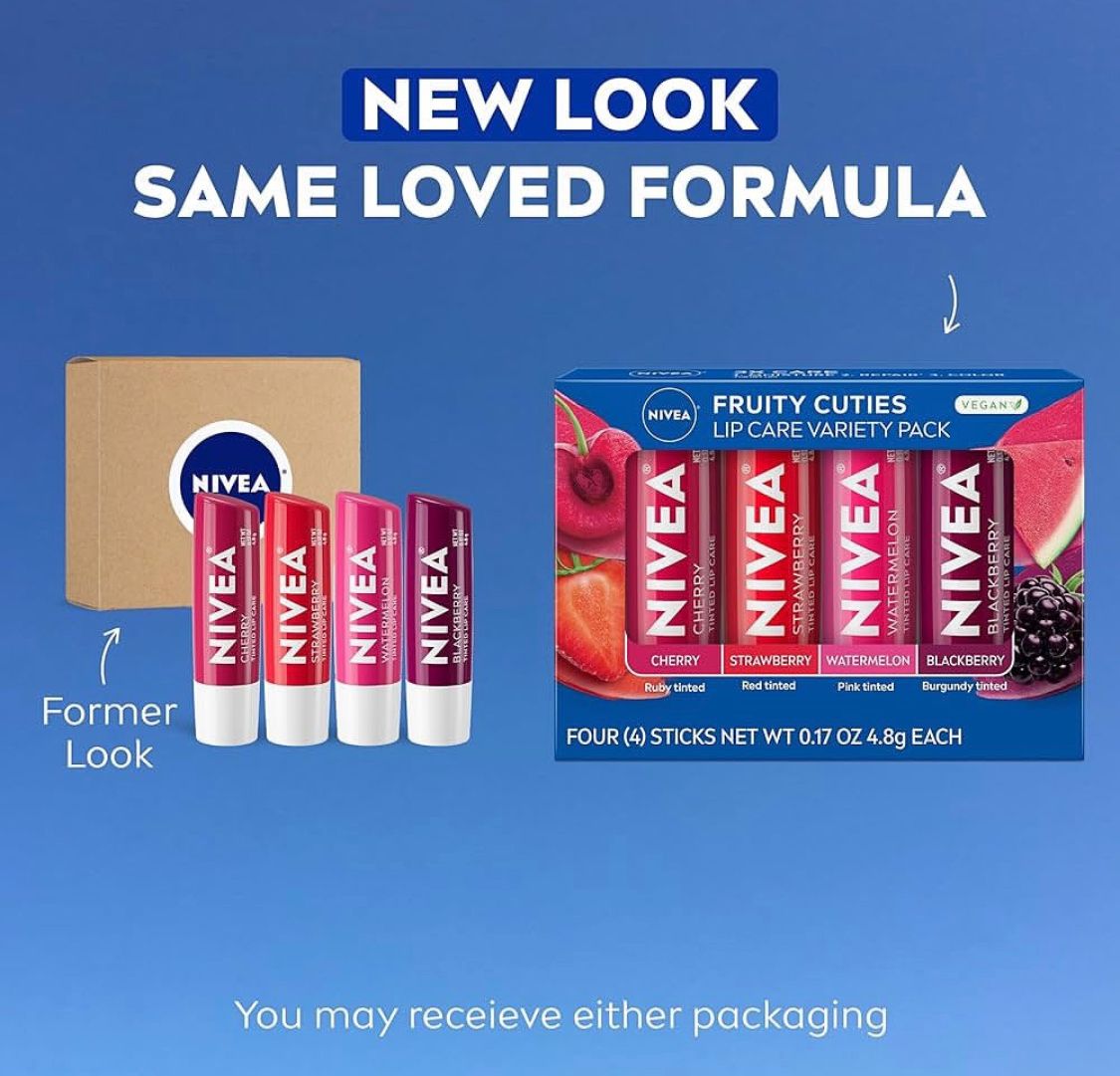 NIVEA Lip Care, Fruity Tinted Lip Balm Variety Pack