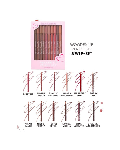Beauty Creations - Wooden Lip Pencil set (12 Lápices)