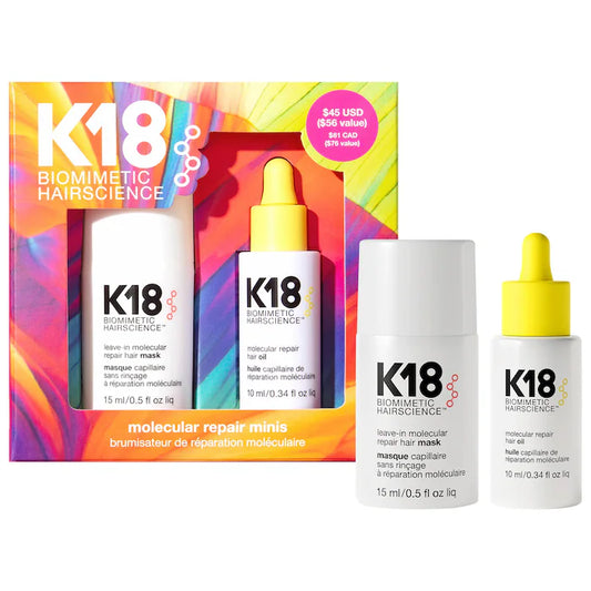 K18 Biomimetic Hairscience Mini Molecular Repair Hair Mask & Oil Value Set